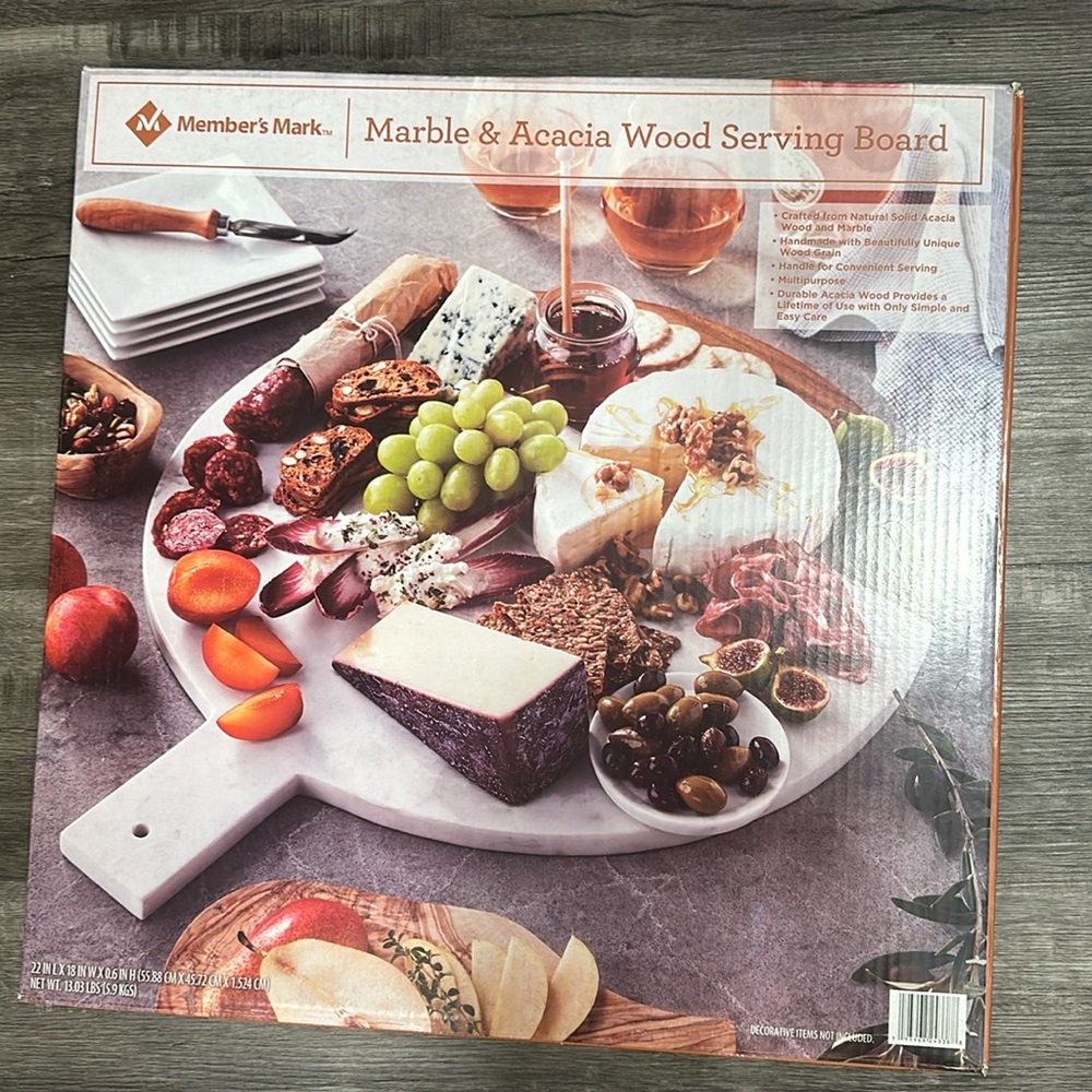 Marble & acacia wood serving board